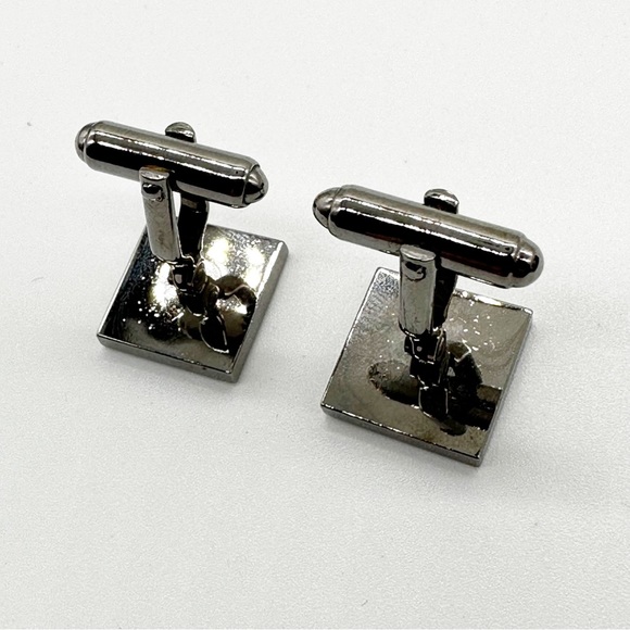 Vintage Anson Gunmetal w/ Gold Stripe Square Cufflinks - Picture 3 of 7